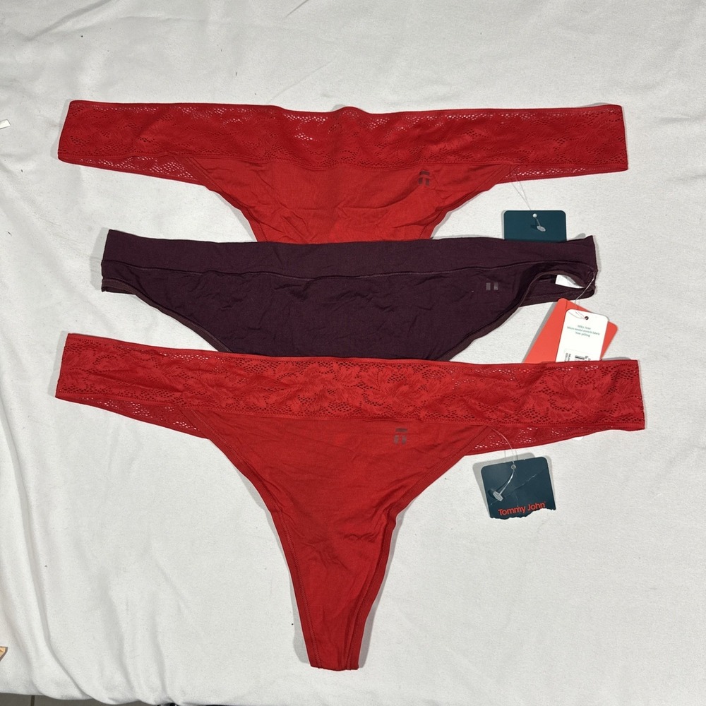 NWT‎ $60 Tommy John [ Women's 3PC XXL ] Second Skin Thong Red + Wine  U1818